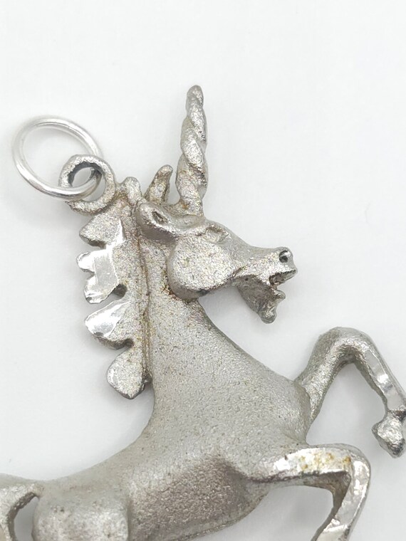 Beautiful Vintage Sterling Unicorn Charm Pendant/… - image 4