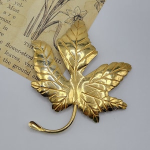 Large Vintage Gold Washed Sterling Silver Maple Leaf Brooch Mexico/silver/vintage jewelry/brooch/leaf/sterling/maple leaf/mexico/gold