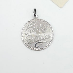 Pretty Vintage 1970&#39;s Sterling &quot;Happy Birthday&quot; Charm/jewelry/vintage/charm/silver/sterling/sterling charm/round/birthday/happy birthday