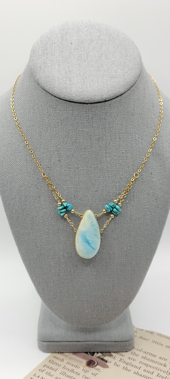 Stunning Delicate 14K Gold Filled Larimar and Turq