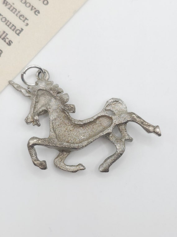 Beautiful Vintage Sterling Unicorn Charm Pendant/… - image 6