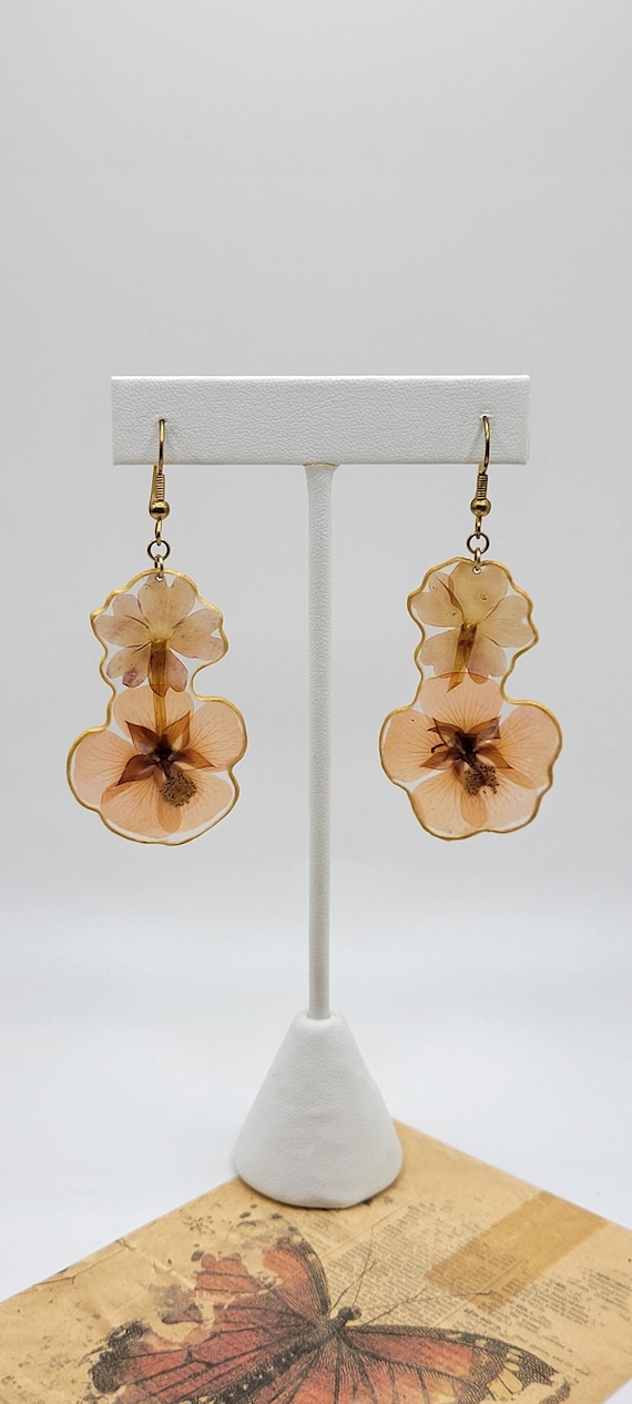 Beautiful Pressed Dried Flower French Hook Earring