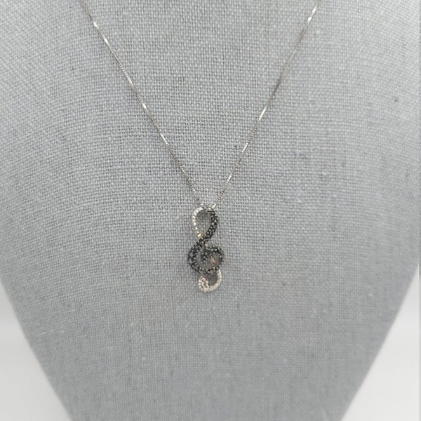 Sterling Music Note Pendant with Black and White Diamonds on Sterling Chain/sterling/diamonds/pendant/necklace/jewelry/925/sterling necklace
