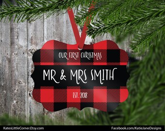 Our First Christmas Ornament, Mr & Mrs Ornament, First Christmas, Married Ornament, Custom Ornament, Wedding Gift Ornament, Benelux Ornament