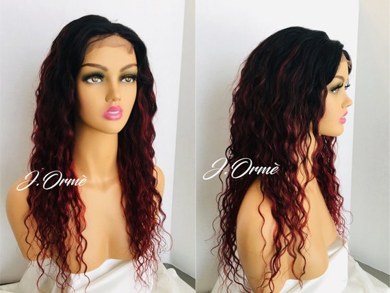 Beautiful Ombre Red 99j Wet N Wavy 100 Human Hair Lace Front Etsy