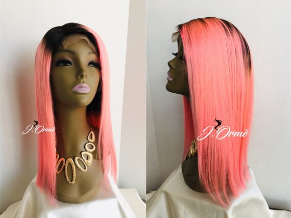 pastel pink human hair wig
