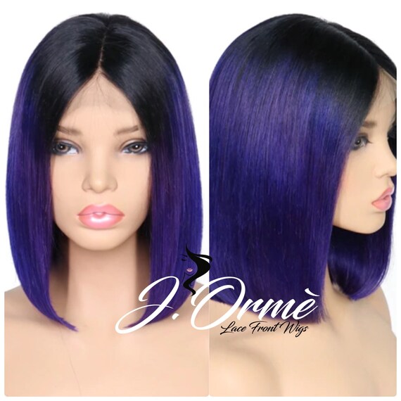 Ombre Color Purple Lace Frontal Human Hair Wigs Brazilian Remy Etsy Singapore