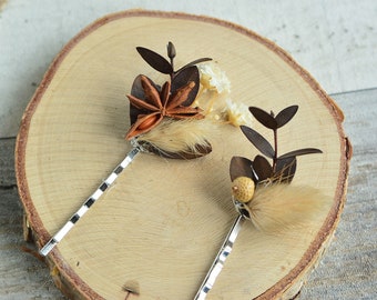Boho floral hairpin delicate dried flowers hairpiece mini ivory floral hair vine romantic wedding hair clip vintage hair accessory