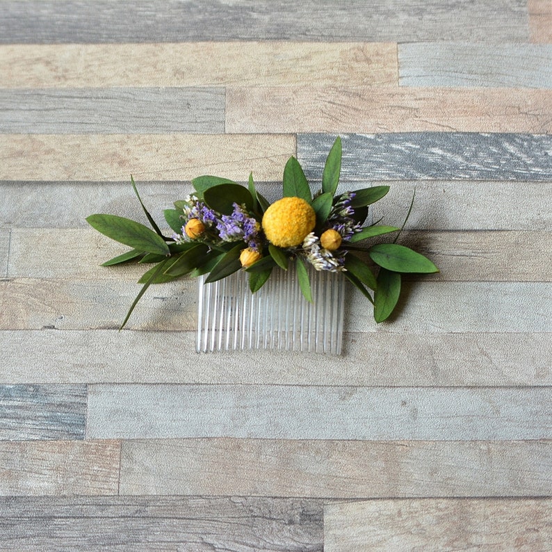 Rustic hair comb dried flowers natural wedding headpiece country wedding purple hair accessory preserved flowers bridesmaid fall headpiece