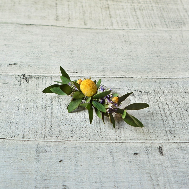 Rustic hair comb dried flowers natural wedding headpiece country wedding purple hair accessory preserved flowers bridesmaid fall headpiece