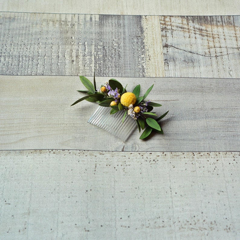 Rustic hair comb dried flowers natural wedding headpiece country wedding purple hair accessory preserved flowers bridesmaid fall headpiece