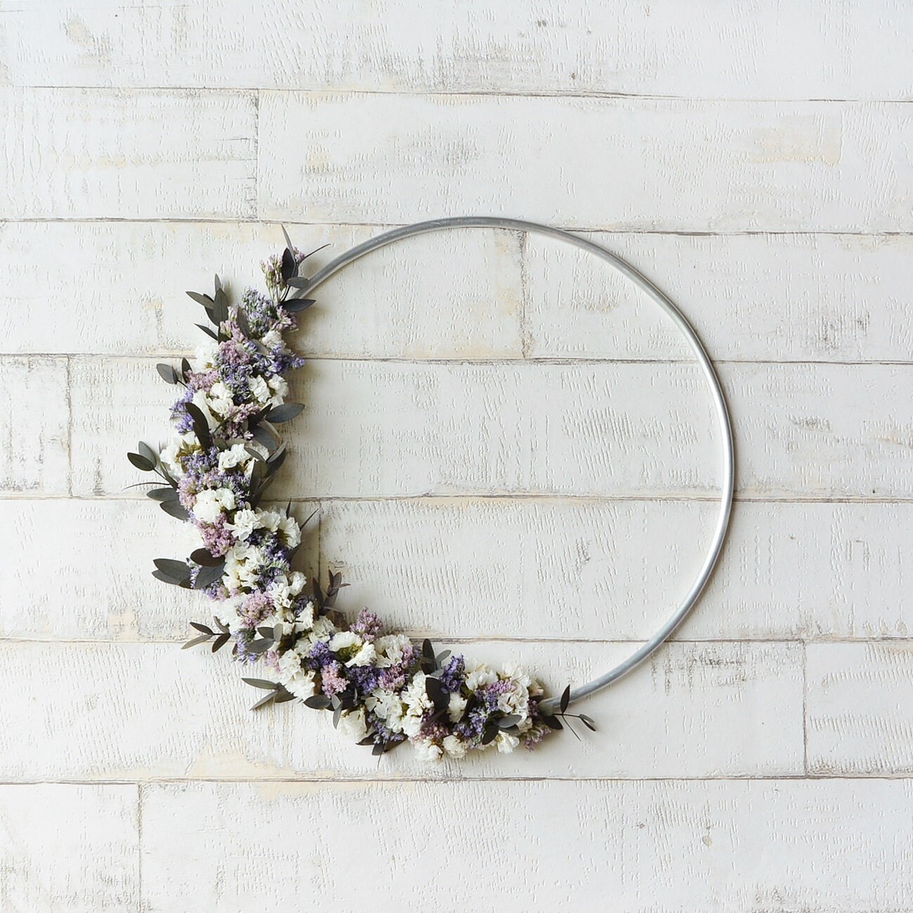 Couronne de Cerceau Moderne Couronne Florale Minimaliste avec Eucalyptus Préservé Accrochage Mural S