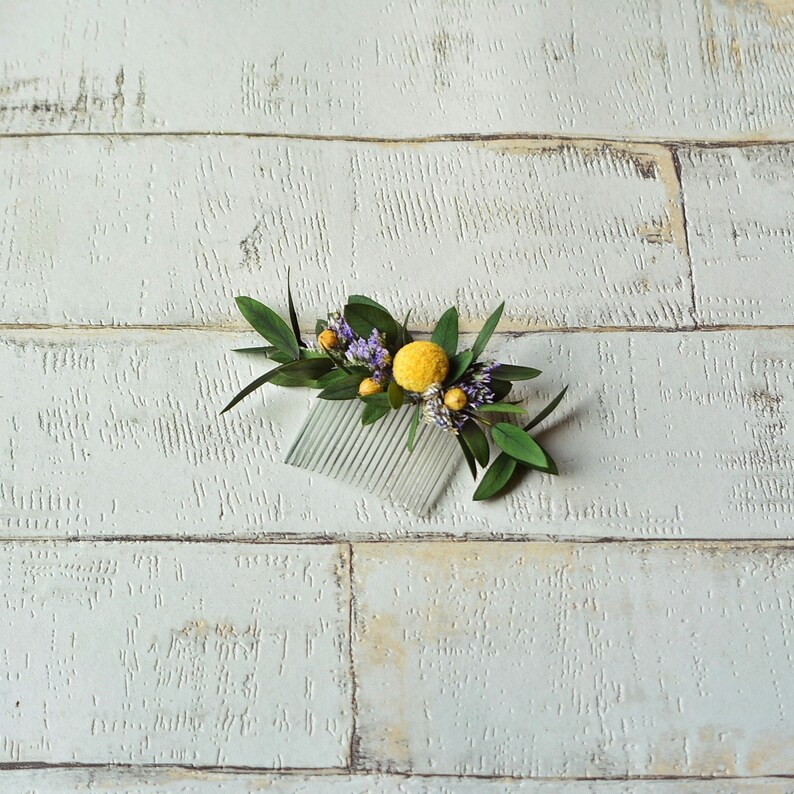Rustic hair comb dried flowers natural wedding headpiece country wedding purple hair accessory preserved flowers bridesmaid fall headpiece