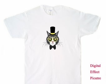DTG Printing Gentleman Cat Men’s T-shirt-DT40