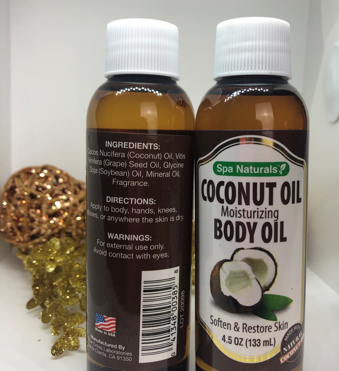 3 Spa Naturals Coconut Moisturizing Body Oil for Dry & Etsy