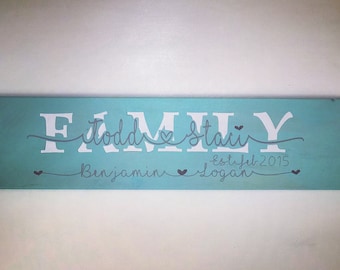 A "knock out" style family name wood plaques