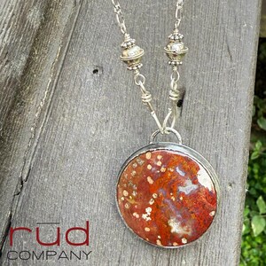 Petrified Palm Root Sterling Silver Necklace - Agatized Fossil Pendant
