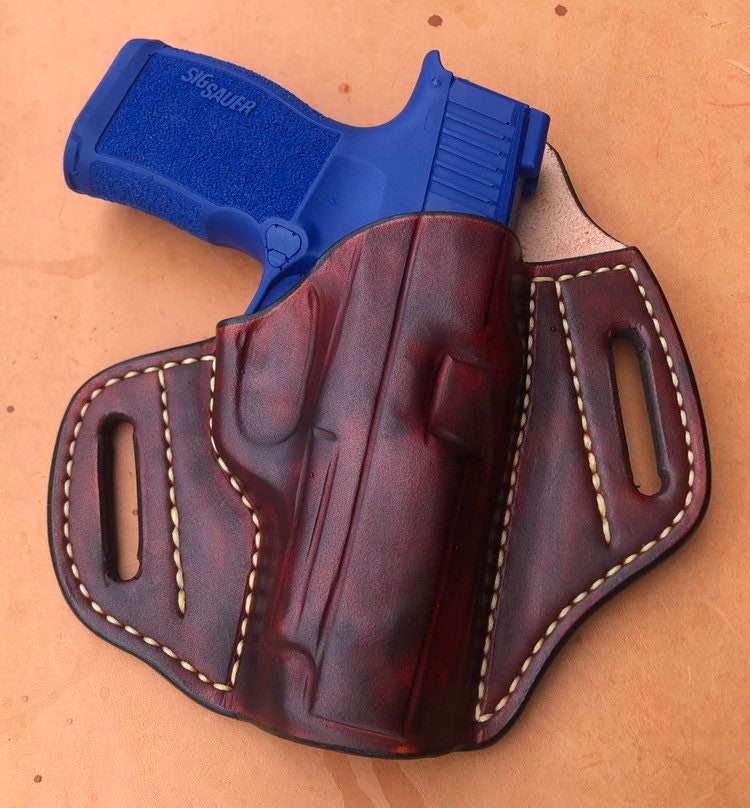 BROWN LEATHER PANCAKE OWB HOLSTER Fits SIG P365 XL right hand 
