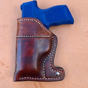Sig Sauer P238, P938, P365 pocket holster, lined with exotic ostrich knee accent