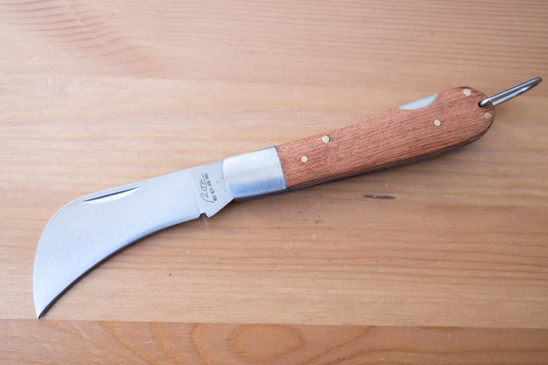 Hawkbill Knife Old School Wood Handle Lock Sharp OG Classic Etsy