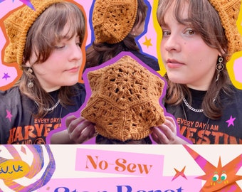 No-Sew Star Beret Crochet Pattern