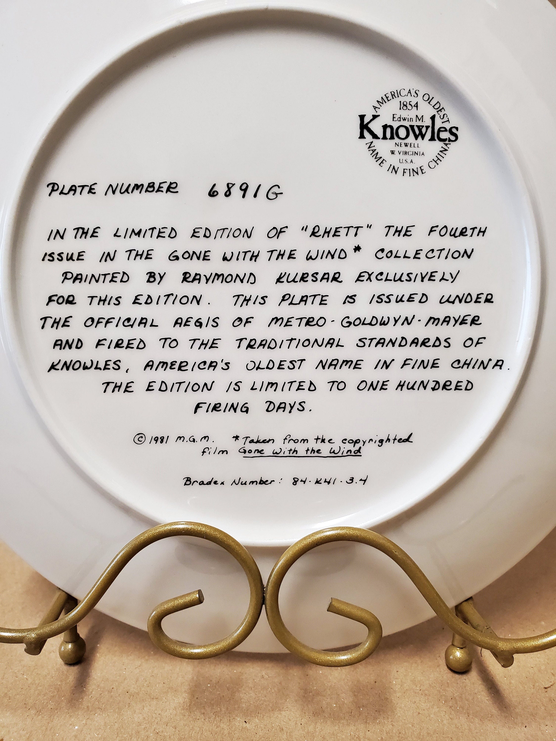 Gone With the Wind Collection - Limited Edition Plate 1981 