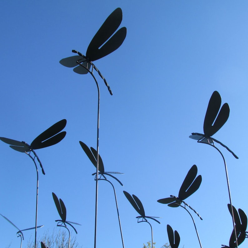 Large Tall Dragonfly Garden Stake Ornament Metal Handcrafted Etsy UK