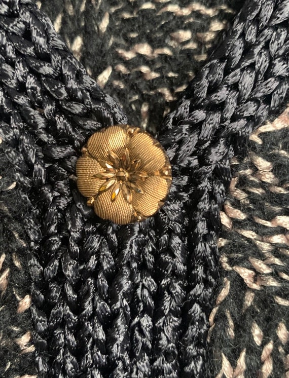 Vintage knitted V cardigan button up - image 4