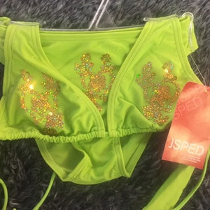 B/108 -        Retro Bikini      E.U Size S Women&#39;s Vintage New Sequins Embroidered  Bikini Gift     Deadstock Free Shipping Free shipping