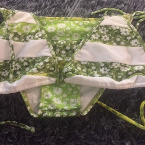 163- Size XL Retro Bikini Women&#39;s Vintage New Green swimsuit White Plus Abstract Nature Print Tie Bikini Gift Tie  Deadstock Free Shipping