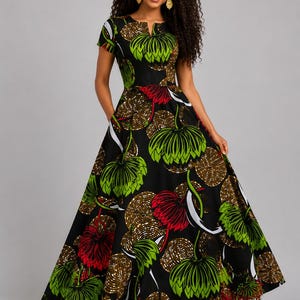 african flared dress designs African Print Sleeveless Flared Maxi Dress