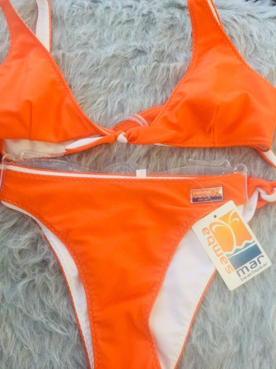 364 Size S Women's Vintage Bikini Orange Convertib