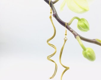 23/Longues boucles d'oreilles faites main herbe dorée écho bijoux végétaux naturels déclaration dîner de fête cadeau de vernissage d'été livraison gratuite dans le monde entier