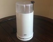 Vintage Electric Aromatic Braun Coffee Bean Grinder Mill Type 4041 Model KSM2 Beige w Clear Smokey Black Measuring Cup Lid Cord Storage