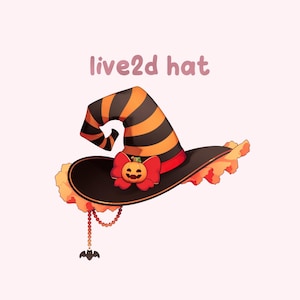 rigged vtuber witch hat • halloween costume, necromancer magical girl outfit, animated gaming asset, gift for streamers, made in live2d