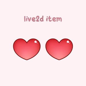 May include: Two red heart-shaped icons with a glossy finish. The text "live2d item" is above the hearts.