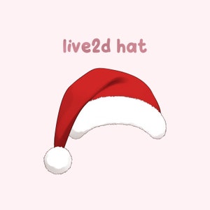 chapéu de Papai Noel vtuber manipulado • fantasia de Natal com pompom, roupa sazonal de inverno, ativo animado, presente para streamers, feito em live2d