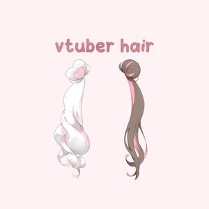 coques de cabelo vtuber manipulados • cauda dupla, estilo de cabelo alternativo, formato e cor personalizáveis, ativo animado, presente para streamers, feito em live2d