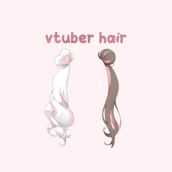 rigged vtuber hair buns • twin tails, alternate hair style, customizable shape and color, animated asset, gift for streamers, made in live2d