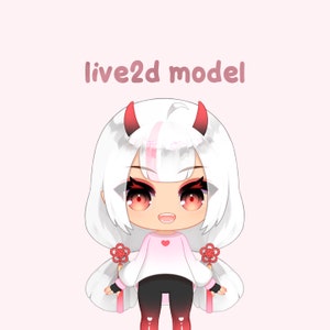 chibi vtuber model • premade, ready to use, cute and customizable demon girl with horns, animated oni asset for streamers, rigged in live2d