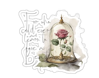 Beauty and the Beast Floral Sticker - Vintage Rose Cloche