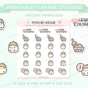 Süße Haarfärbemittel druckbare Sticker / Haar Färbung druckbare Sticker / Haarfärbemittel Sticker / Haar-Salon / Digital / P0095