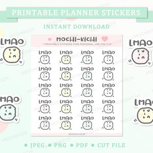 Adesivo planejador para impressão LMAO fofo/adesivo planejador para impressão Emoji/adesivo planejador ROFL risos/adesivo engraçado/feliz para impressão/P0196