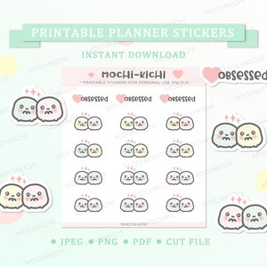 Adesivo de planejador imprimível obcecado fofo / Adesivo de planejador para impressão de Fan Girl / Adesivo de planejador para impressão apaixonado / Adesivo digital Emoji / P0310