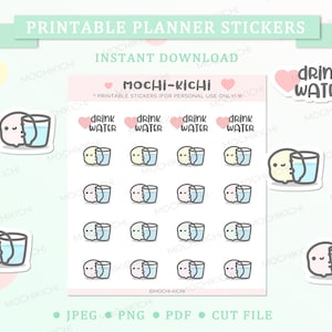Cute Drink Water Imprimable Planner Autocollant / Keep Hydrate Imprimable Planner Sticker/ Stay Healthy Imprimable Planner Sticker/ Rappel/ P0249