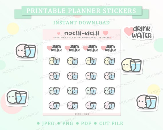 Cute Drink Water Printable Planner Sticker/ Keep Hydrate | Etsy