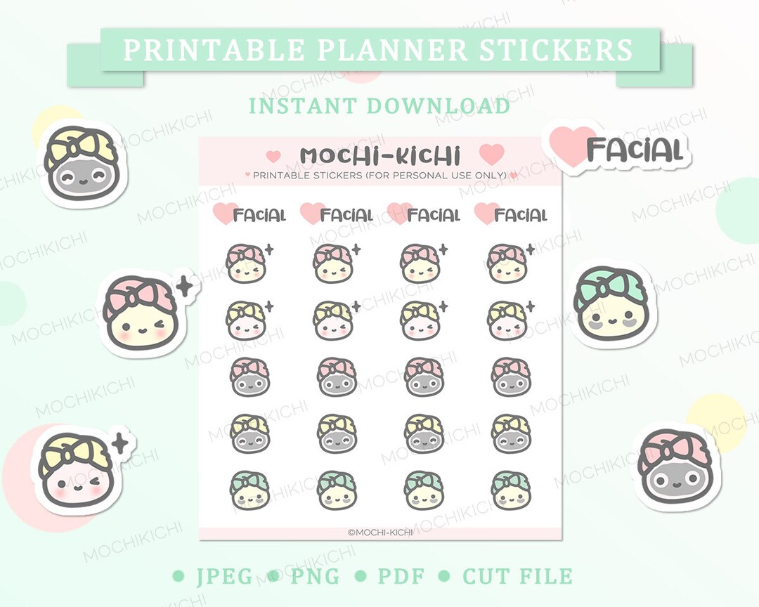 Facial Printable Planner Sticker/ Facial Mask Printable Planner Sticker ...