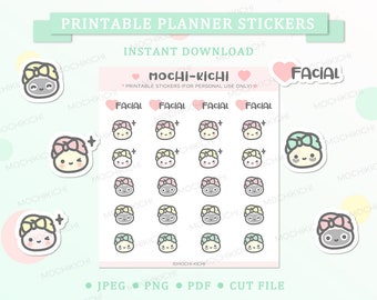 Facial Printable Planner Sticker/ Facial Mask Printable Planner Sticker/ Beauty Printable Planner Sticker/ Pamper/ Instant Download/ P0190