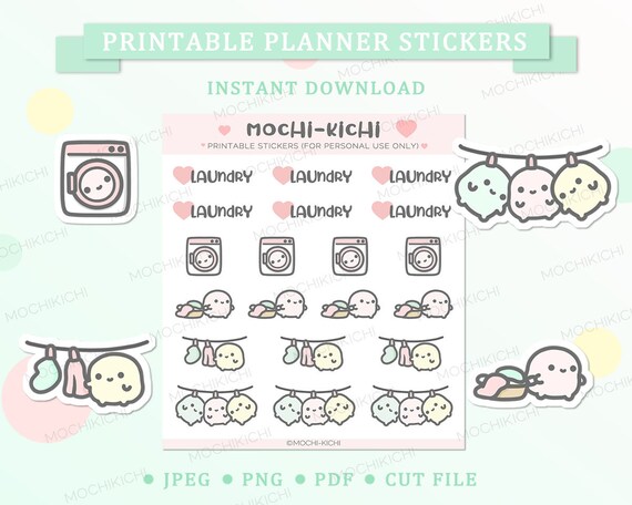 Cute Laundry Printable Planner Sticker/ Daily Chore Printable | Etsy