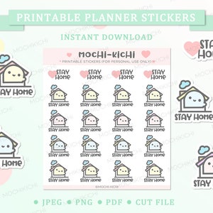 Adesivo de planejador para impressão fofo para ficar em casa / Adesivo de planejador para impressão de Home Sweet Home / Adesivo de planejador para impressão de dia de folga / Digital / Home / P0242